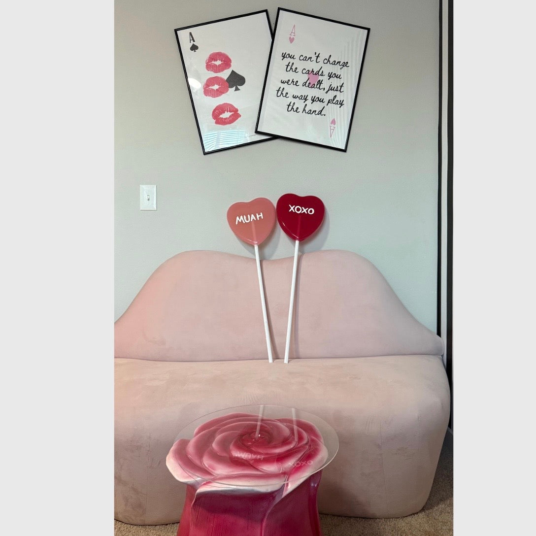 The Giant Heart Lollipop Prop | Customizable |3 Colors | Resin Art | Dopamine Wall Art | Giant Candy Prop | by Waverly Vienna