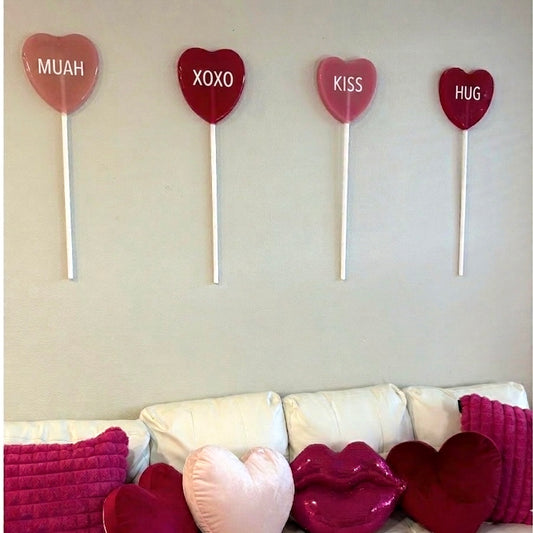 The Giant Heart Lollipop Prop | Customizable |3 Colors | Resin Art | Dopamine Wall Art | Giant Candy Prop | by Waverly Vienna