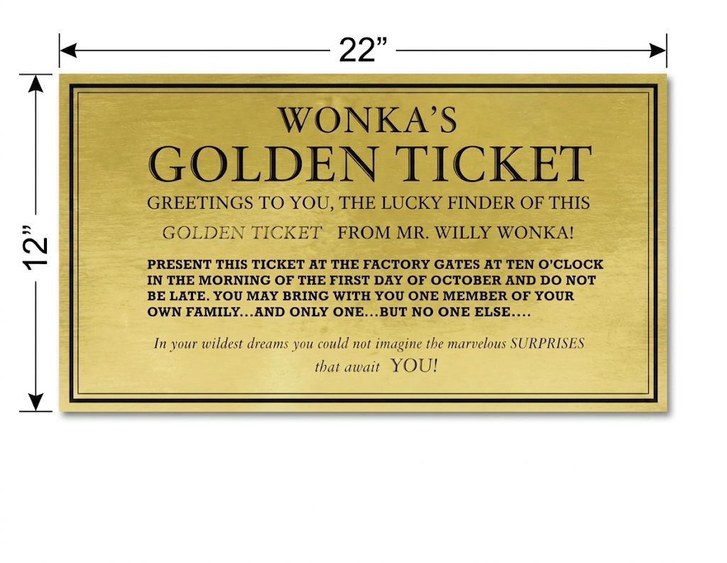 The Giant Wonka Chocolate Bar Prop with Golden Ticket| Wall Decor | Store Display | by WaverlyVienna