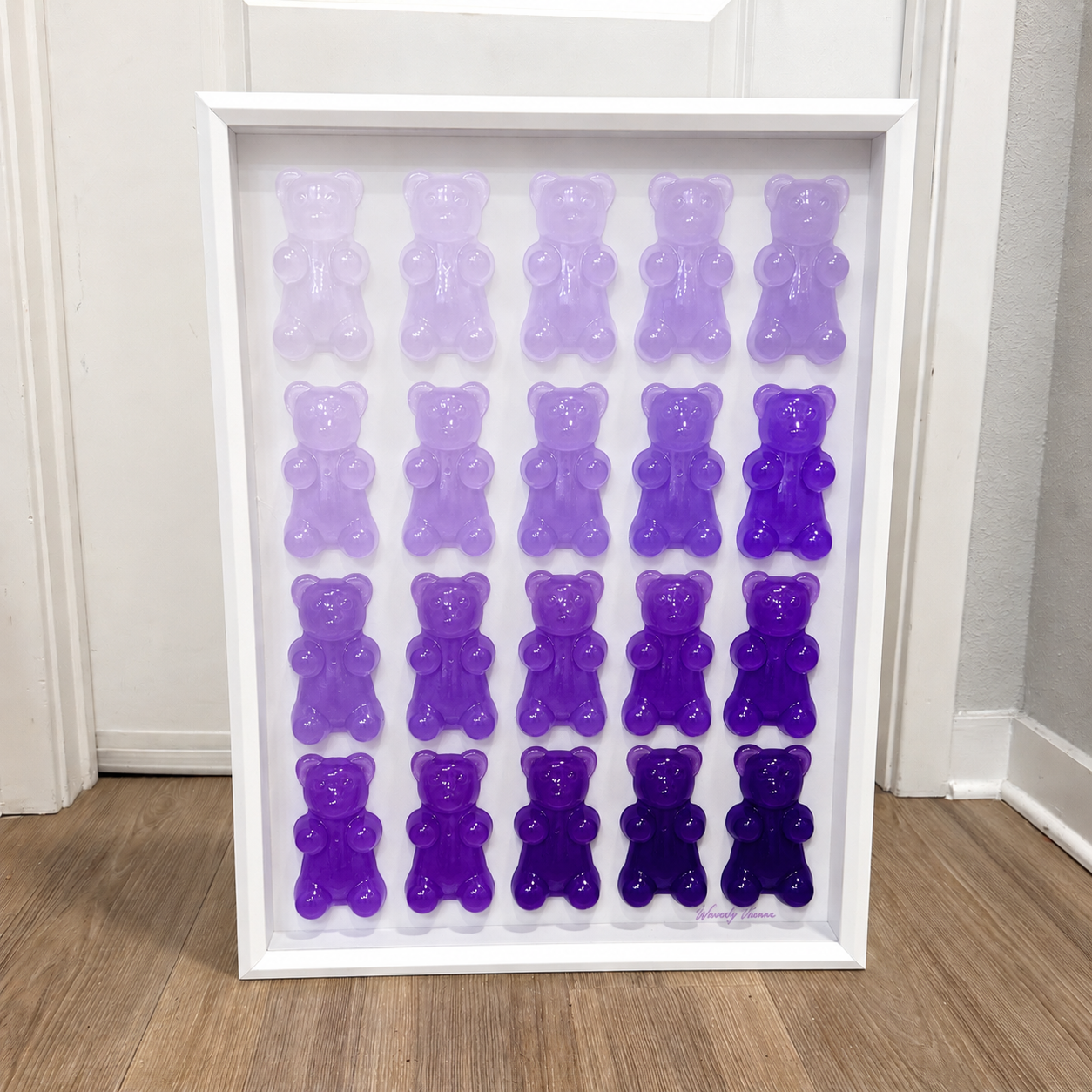 The Ombré Gummy Bear Art Work | 5 Gradient Color Sets | Glass Shadow Box | Resin Art | by Waverly Vienna