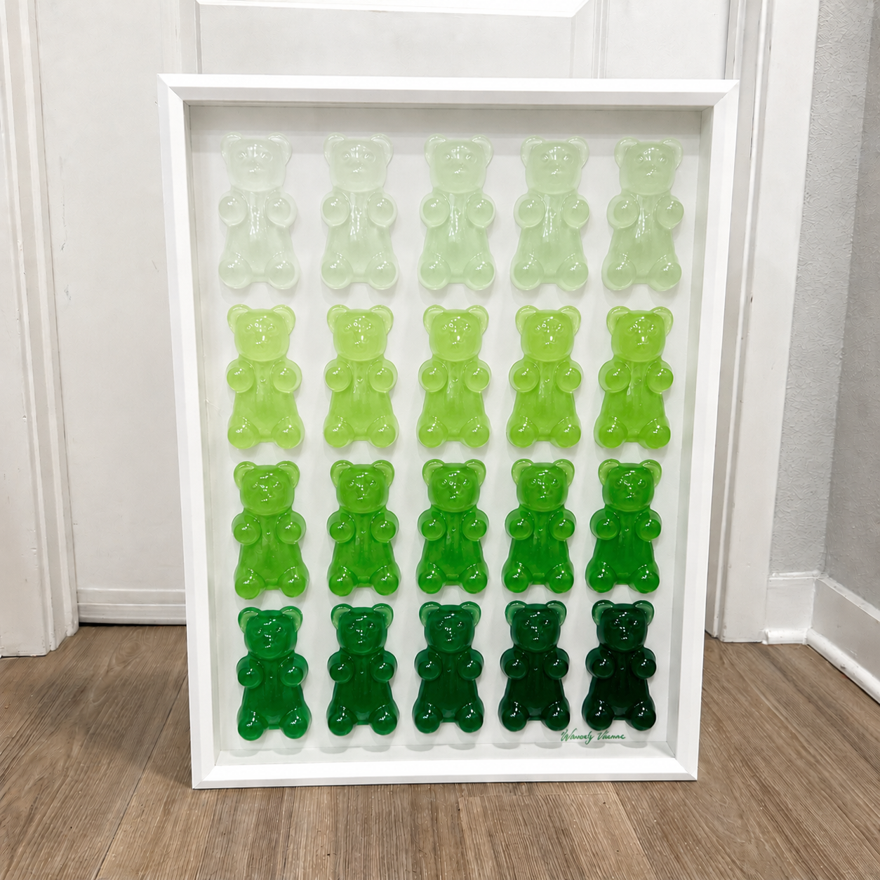 The Ombré Gummy Bear Art Work | 5 Gradient Color Sets | Glass Shadow Box | Resin Art | by Waverly Vienna