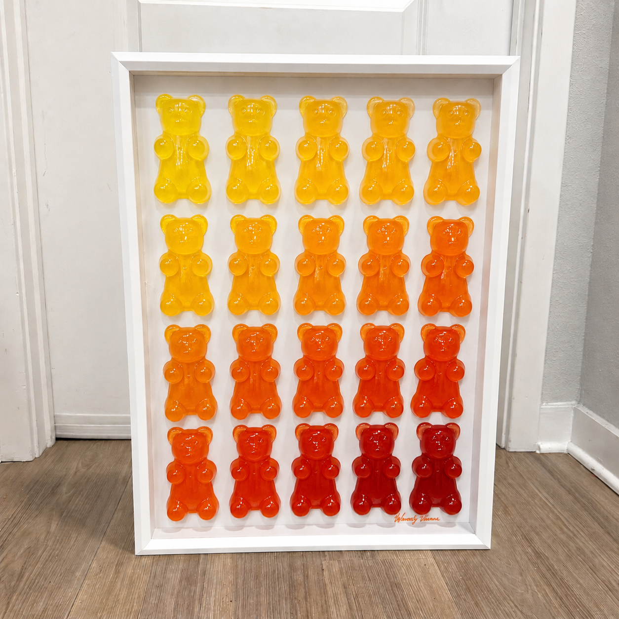 The Ombré Gummy Bear Art Work | 5 Gradient Color Sets | Glass Shadow Box | Resin Art | by Waverly Vienna