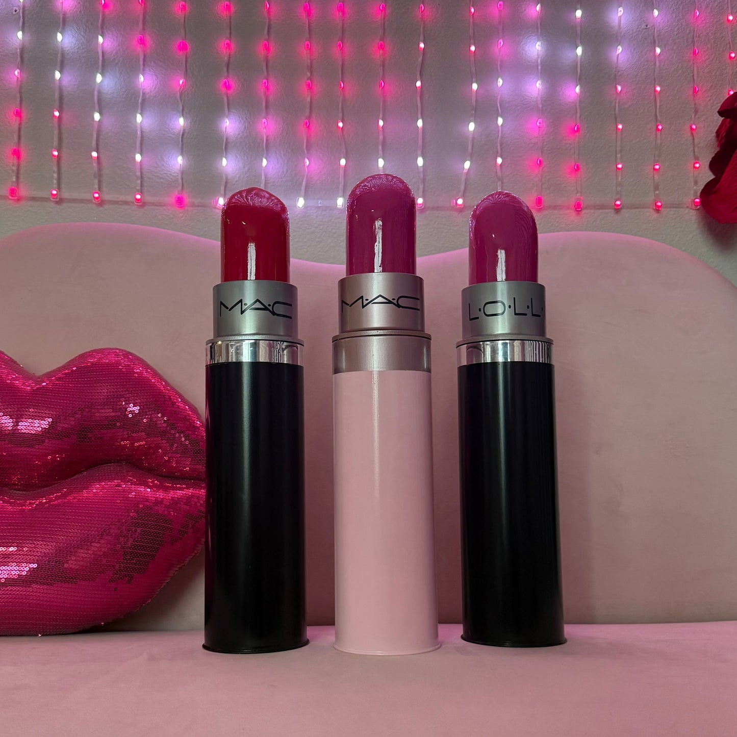 The Giant Lipstick Decor Piece With Storage | Customizable | 18" Tall | 3 colors | Make Up Prop | by Waverly Vienna