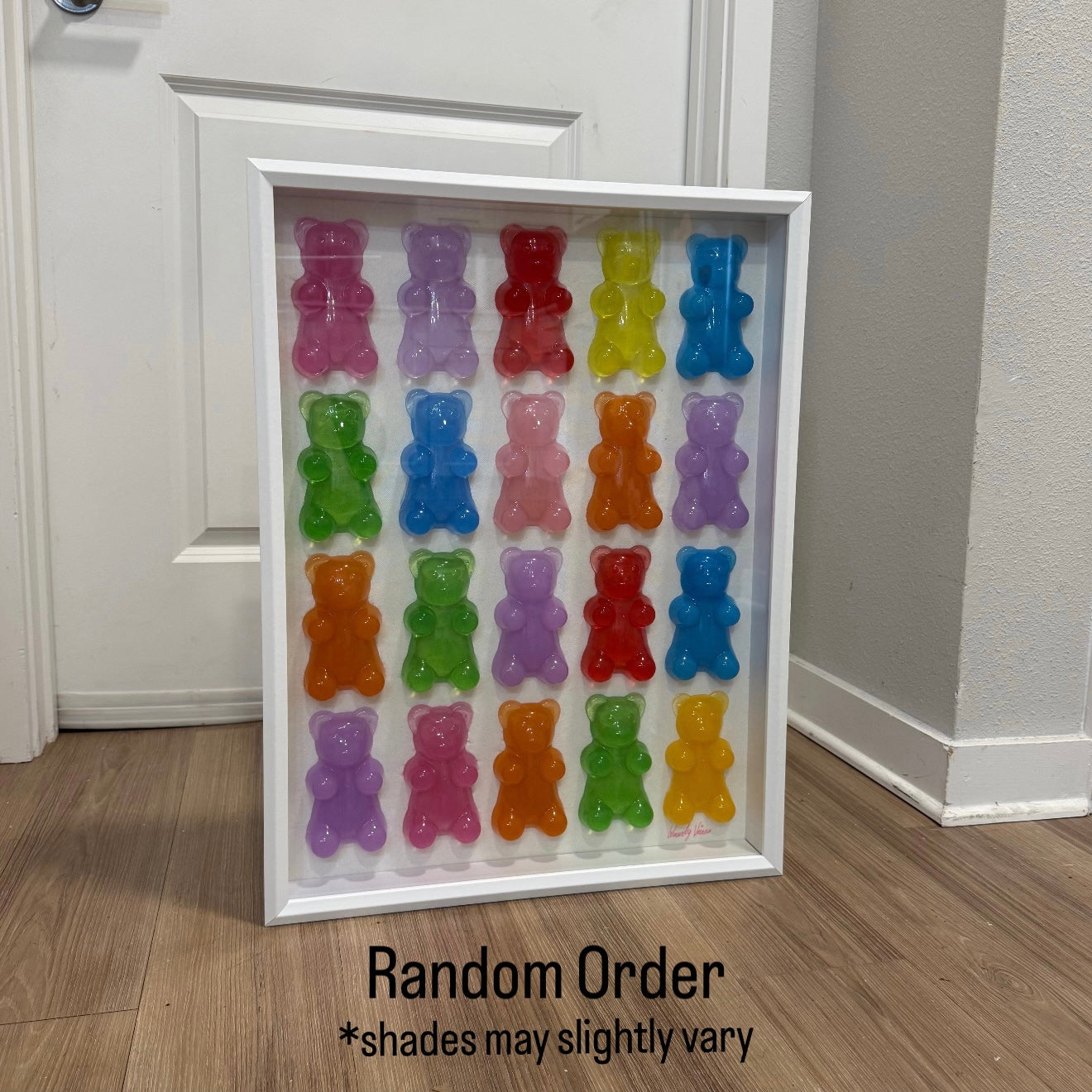 The Rainbow Gummy Bear Art Work | Glass Shadow Box | Resin Art | by Waverly Vienna