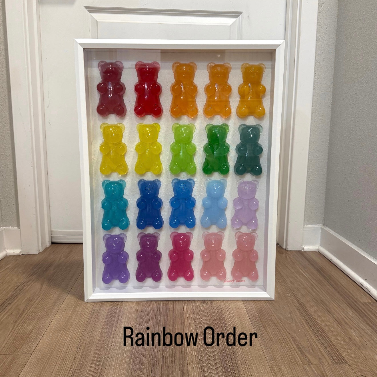 The Rainbow Gummy Bear Art Work | Glass Shadow Box | Resin Art | by Waverly Vienna