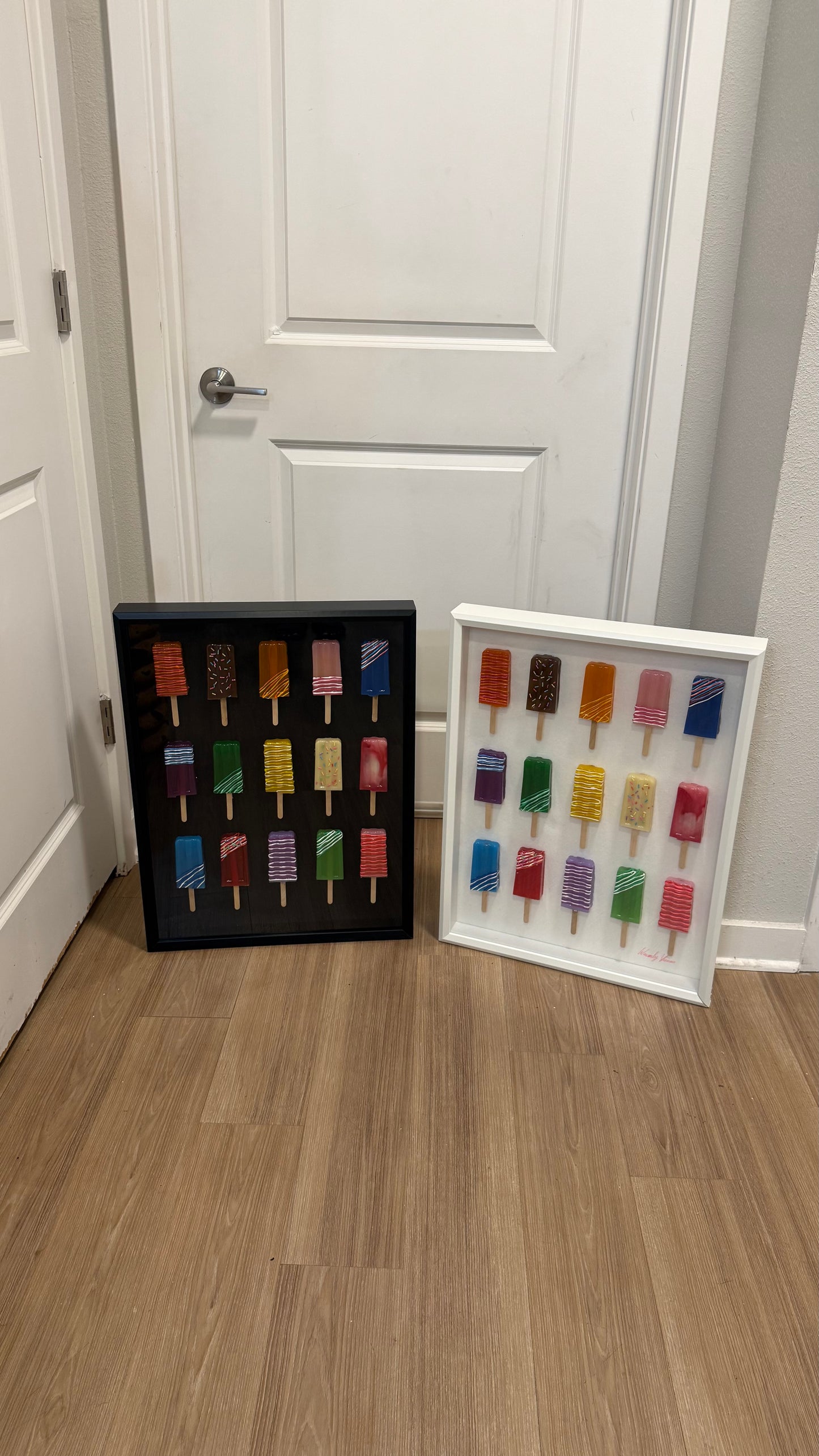 The Rainbow Popsicle Art Work | Glass Shadow Box | Resin Art | by Waverly Vienna
