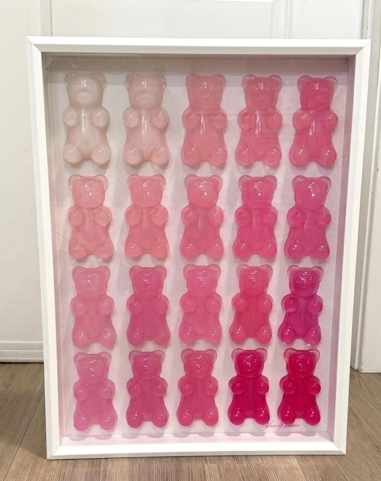 The Ombré Gummy Bear Art Work | 5 Gradient Color Sets | Glass Shadow Box | Resin Art | by Waverly Vienna