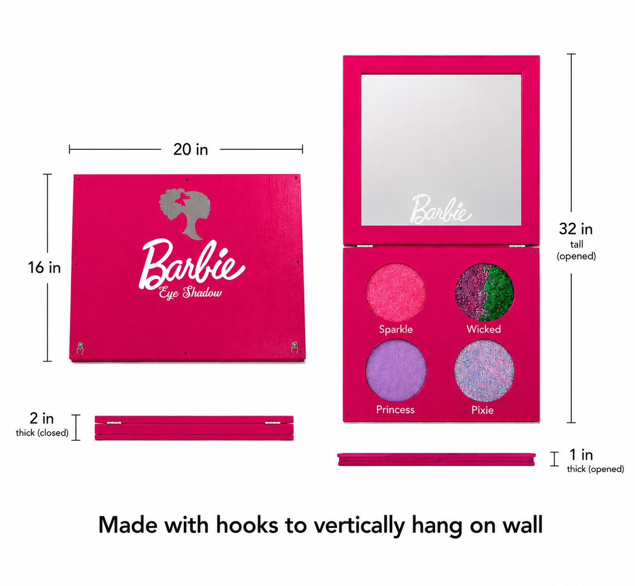 The Mini Eyeshadow Palette Mirror Barbie Inspired | 20” | by Waverly Vienna