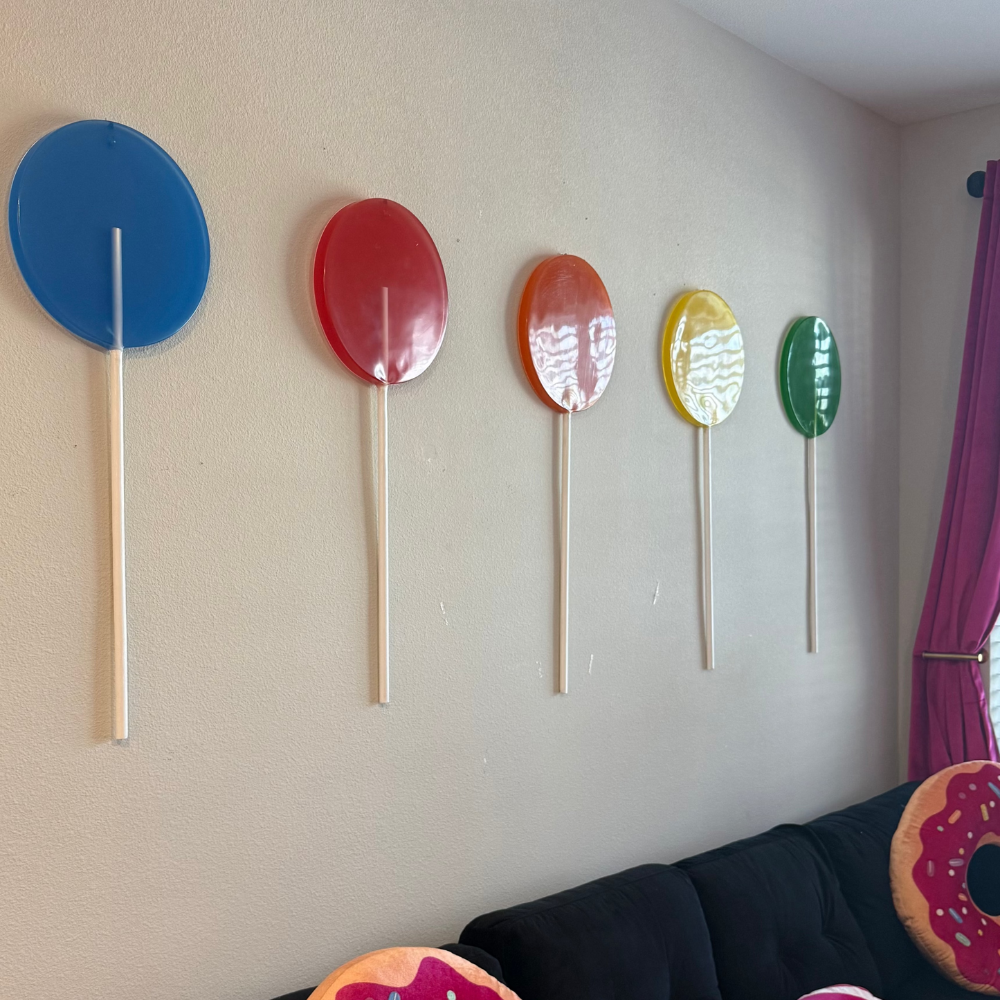 The Giant Colorful Lollipop Prop | 7 Vibrant Colors | Resin Art | Dopamine Wall Art | Giant Candy Prop | by Waverly Vienna
