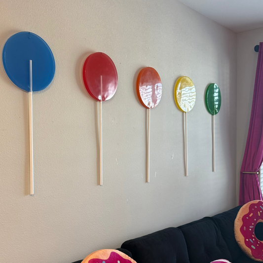 The Giant Colorful Lollipop Prop | 7 Vibrant Colors | Resin Art | Dopamine Wall Art | Giant Candy Prop | by Waverly Vienna