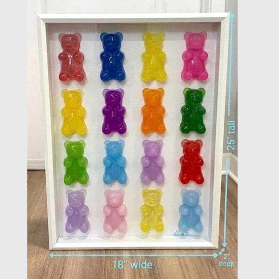 The Rainbow Gummy Bear Art Work | Glass Shadow Box | Resin Art | by Waverly Vienna