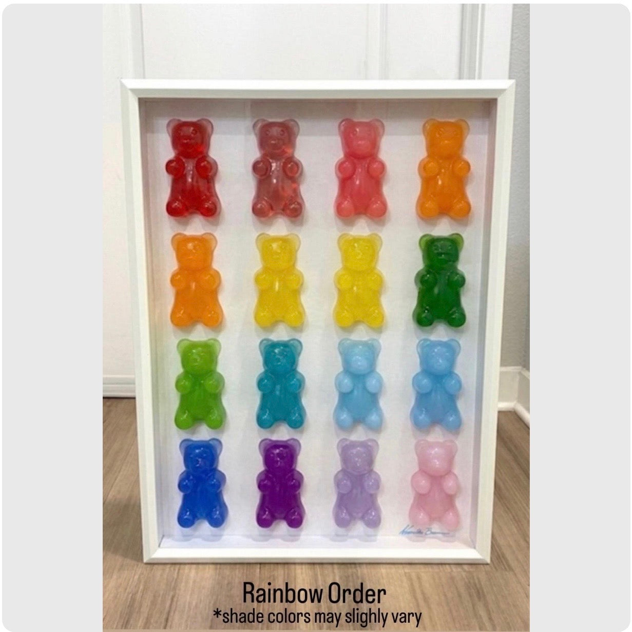 The Rainbow Gummy Bear Art Work | Glass Shadow Box | Resin Art | by Waverly Vienna