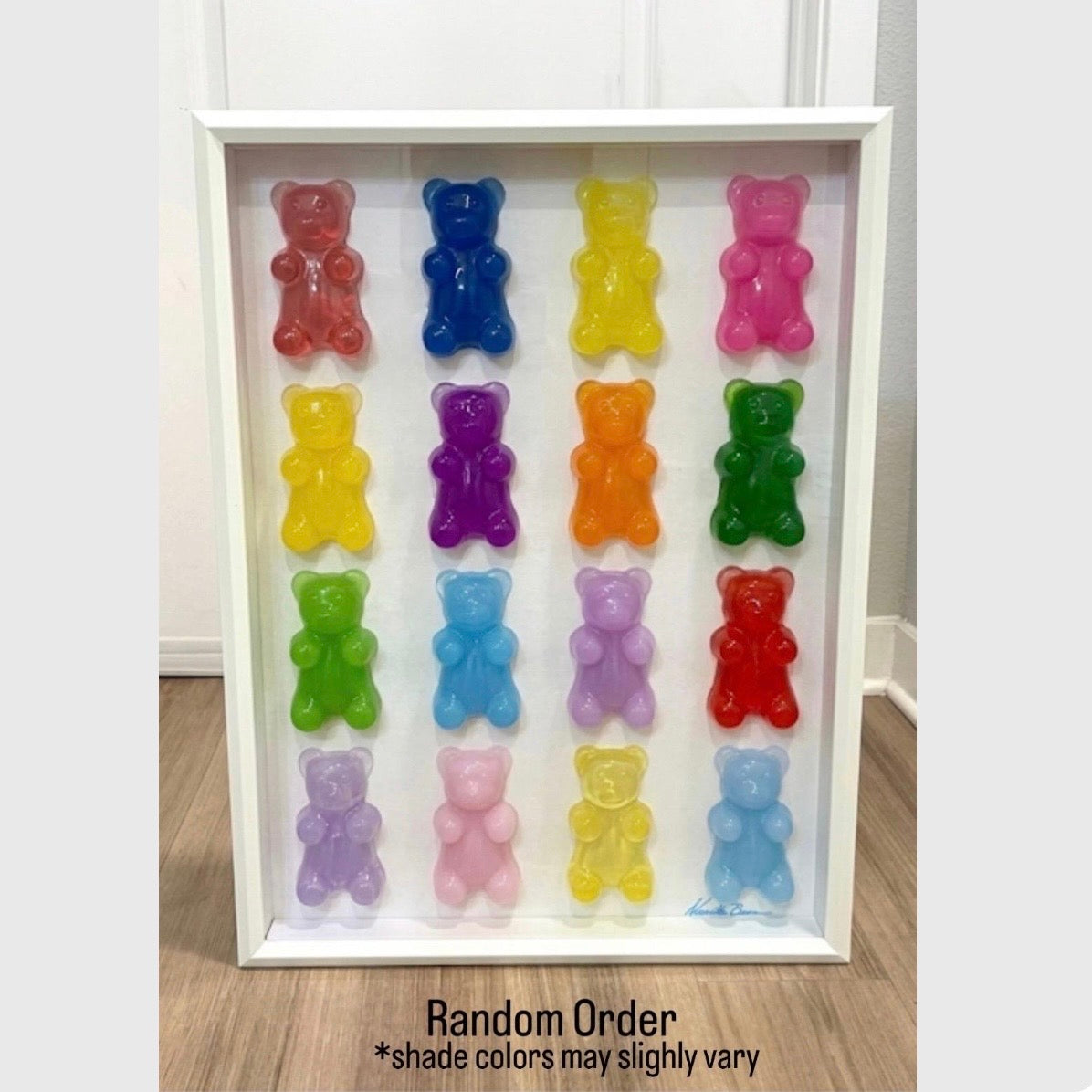 The Rainbow Gummy Bear Art Work | Glass Shadow Box | Resin Art | by Waverly Vienna