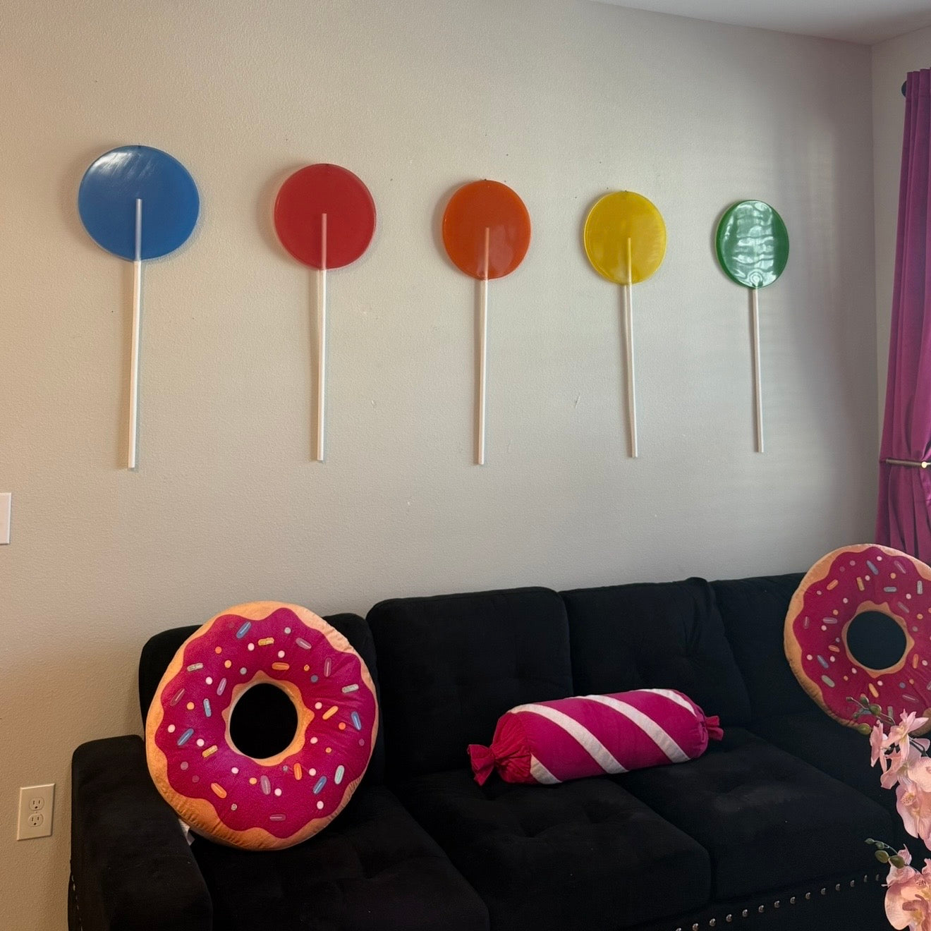 The Giant Colorful Lollipop Prop | 7 Vibrant Colors | Resin Art | Dopamine Wall Art | Giant Candy Prop | by Waverly Vienna