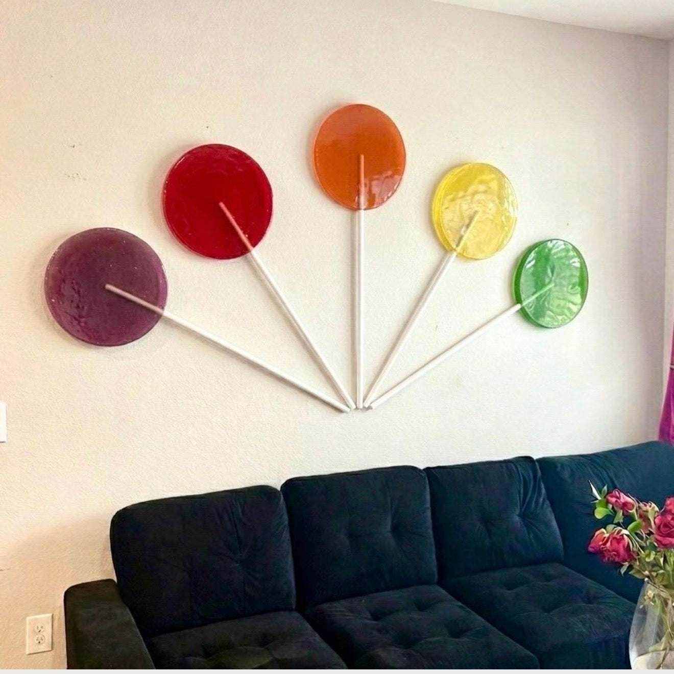 The Giant Colorful Lollipop Prop | 7 Vibrant Colors | Resin Art | Dopamine Wall Art | Giant Candy Prop | by Waverly Vienna