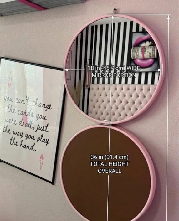 The Giant Pressed Powder Compact Mirror | Customizable | 18” Vanity Wall Mirror | Makeup Mirror | Round Mirror | by Waverly Vienna