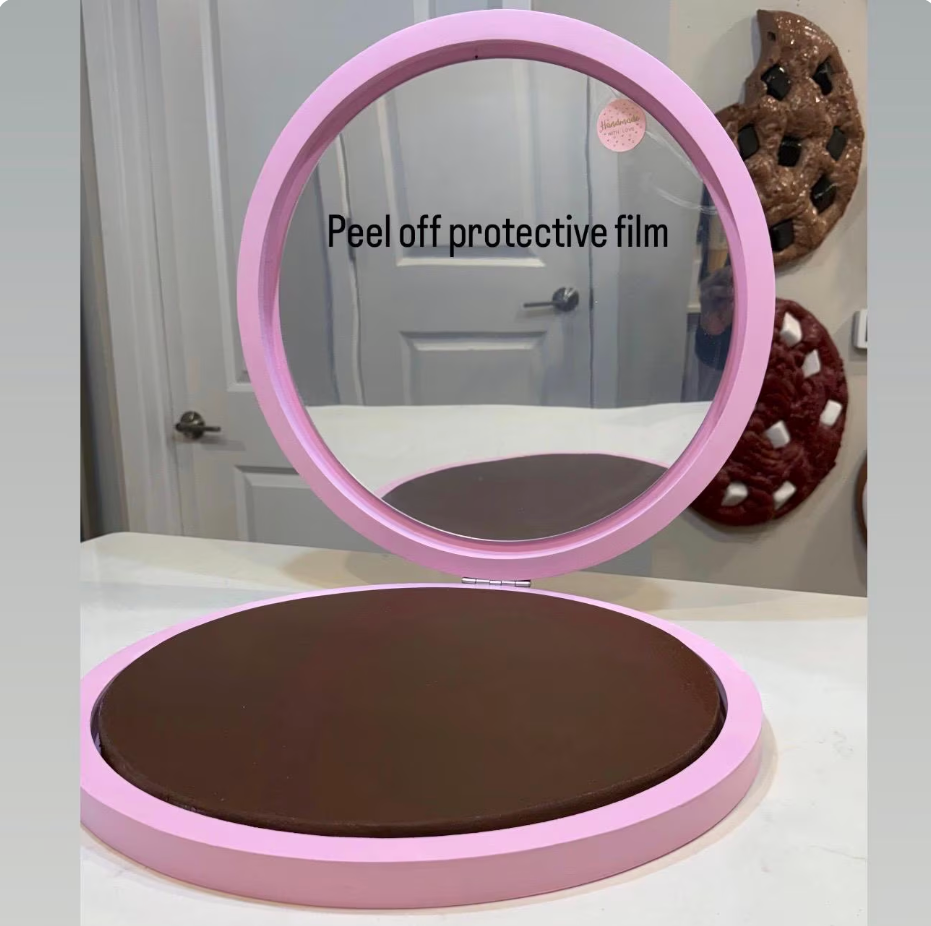 The Giant Pressed Powder Compact Mirror | Customizable | 18” Vanity Wall Mirror | Makeup Mirror | Round Mirror | by Waverly Vienna